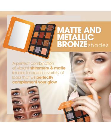 Nude Bronze Neutral Eyeshadow Palette - 12 Highly Pigmented Shimmer Matte Colors for Professional Makeup Looks - Travel Size Palette - Buy Online on GoSupps.com