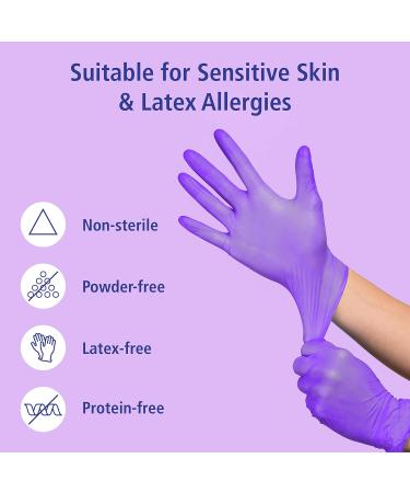 Meditrade Nitrile Examination Gloves - Medium | Powder Free, Hypoallergenic, Heavy Duty | Long Cuff, Ambidextrous | Bulk Buy for Any Sector | Violet (Medium) - Buy Online on GoSupps.com