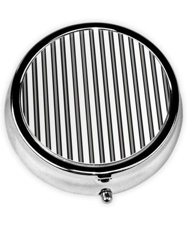Black White Stripe Round Pill Box - 3 Compartment Portable Travel Organizer for Vitamins & Medications - Buy Online on GoSupps.com