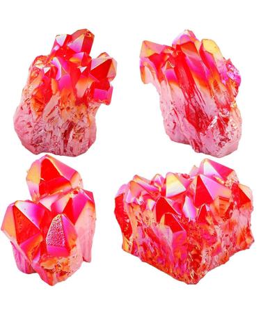 Red Titanium Coated Natural Rock Crystal Cluster Quartz Geode Stone Gemstone Home Decoration Specimen ZJGIDTEM (Size : 50g)