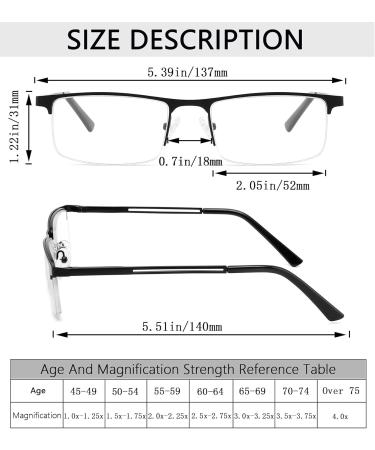 4 Pack Blue Light Blocking Reading Glasses for Men - Stylish Metal Frame Anti-Glare +2.5 Strength - Buy Online on GoSupps.com
