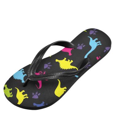 Mnsruu Animal Paw Print Flip Flops - Black | XL Comfort for Home Hotel Spa & Travel - Unisex Footwear - Buy Online on GoSupps.com