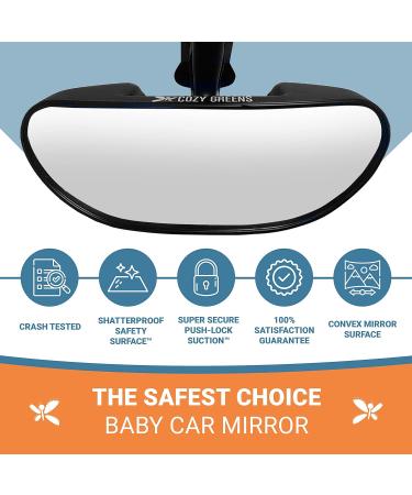 COZY GREENS Rearview Baby Car Mirror - Shatterproof Safety for Infants | Adjustable Suction Cup | 100% Lifetime Guarantee - Buy Online on GoSupps.com