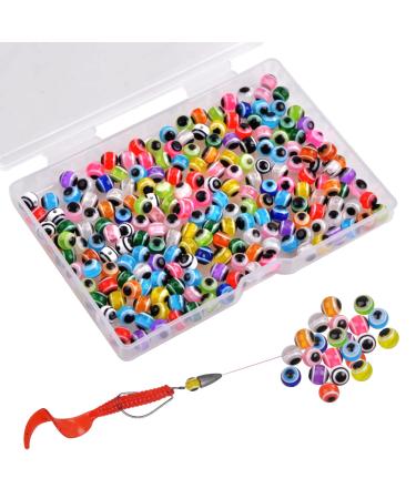 JSHANMEI Fishing Eye Beads Fishing Bait Eggs Kit Assorted Fishing Line Beads Plastic Round Mixed Color Beads for Fishing Lures Carolina Rigs Taxes Rigs Slip Bobbers Rigs DIY Kit 200pcs 6mm Mix Beads