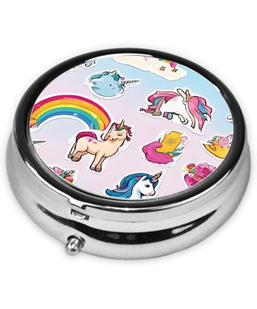 Rainbow Round Pill Box - 3 Compartment Mini Decorative Travel Holder | Portable Medicine Organizer for Vitamins & Tablets - Buy Online on GoSupps.com