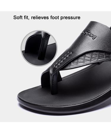 Men's Leather Bunion Corrector Flip Flops - Black, 26cm - Plantar Fasciitis & Flat Foot Correction Sandals - Buy Online on GoSupps.com