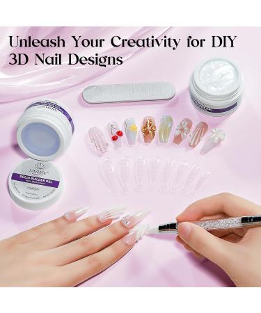  MIZHSE MIZHSE 2-Pack of 3D Clear and Pearly White Gel for Nail Art Strong Builder Gel Nail Glue for Tips and Extensions 15g - Buy Online on GoSupps.com