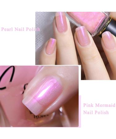 Pearl Nail Polish - Pink Mermaid Nail Polish - Pearlescent Shell Glitter Pink Shimmer Nail Polish - Polarized Glitter Nail Polish - Manicure at Home DIY Quick Dry Type No UV Needed pearl pink - Buy Online on GoSupps.com