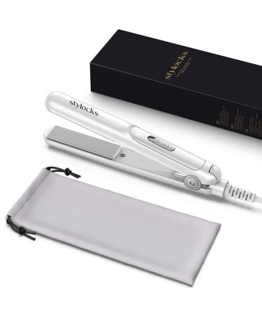 Stylocks Mini Hair Straightener for Short Hair Small Straighteners Travel Size and Ceramic Plate Quick and Easy Hair Styling White.