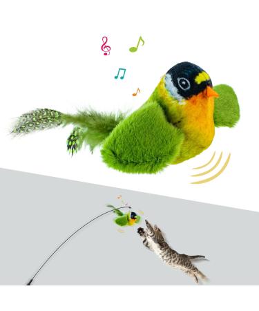 Tohdnc cat bird toys with a cat stick simulation flying birds cat toy interactively with springs interactive cat toy for indoor kitty kitten practice greenen