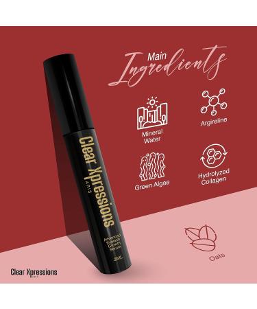 Clear Xpressions Paris Natural Eyelash Enhancer Serum - Castor Oil, Biotin, Peptide - Thicker, Fuller, Longer Lashes & Brows - 3 ML - Buy Online on GoSupps.com