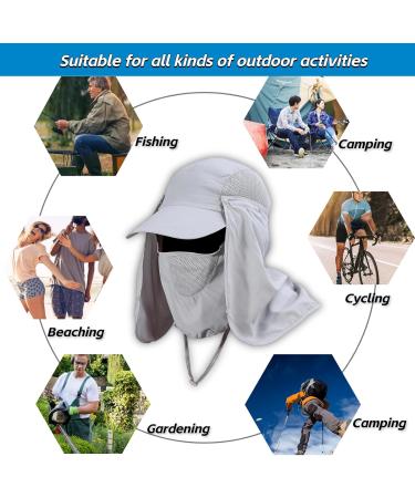 Vgeby Sonnenhut with Neck Protection | UV Protection Outdoor Sun Hat for Cycling Hiking & Fishing - Unisex Gray Cap - Buy Online on GoSupps.com