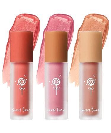 3 Colors Soft Cream Blush Makeup  Liquid Blush for Cheeks  Matte Blush and Lip Paint  Lip and Cheek Tint  Weightless  Long-Wearing  Natural-Looking  Advanced Hazy Feeling