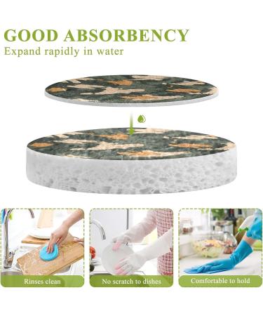 3-Pack Cleaning Kitchen Sponges Oval Abstract Camouflage Kitchen Cellulose Dishwashing Wood Pulp Cotton - Buy Online on GoSupps.com