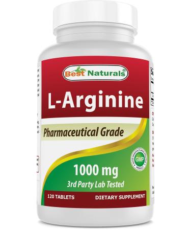 (New Improved Formula) Best Naturals L-Arginine 1000 mg 120 Tablets - Pharmaceutical Grade L Arginine Supplement Promotes Nitric Oxide Synthesis