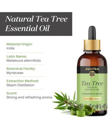 Avatra Pure Tea Tree Essential Oil - 100% Natural for Skin Diffuser Candle & Soap Making | 3.38 oz - Buy Online on GoSupps.com