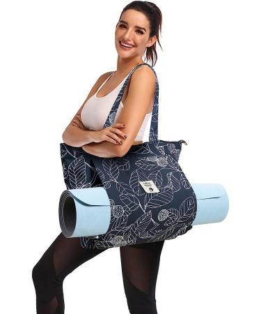 WLLWOO Yoga Bag for Women | Canvas Tote Mat Carrier for Pilates | Travel Beach Workout Leaf Design - Buy Online on GoSupps.com