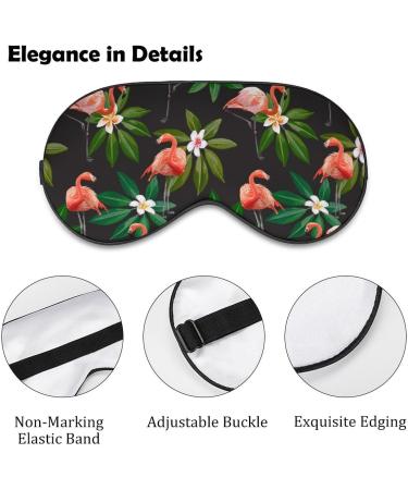 Flamingo & Exotic Leaves Pattern Sleep Mask - Adjustable Blindfold for Men and Women - Buy Online on GoSupps.com