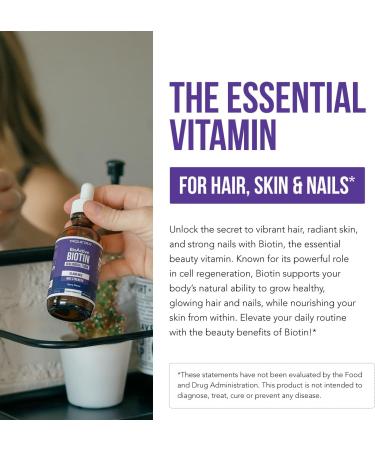 Biotin Hair Support for Women Organic 10000mcg USP Grade Premium Liquid Supplement for High Absorption Supports Healthy Hair Skin & Nails Berry Flavor 180 Servings 2 oz - Buy Online on GoSupps.com