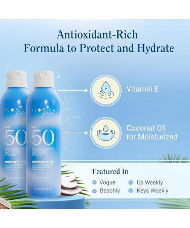 Florida Glow SPF 50 Sunscreen Spray- Hawaii 104 Reef Act & Florida Keys Compliant Broad Spectrum Water Resistant Sport Sun screen - Child Friendly PABA Free & Oxybenzone Free (5.5 Fl Oz 2-pack) 5.49 Ounce (Pack of 2) SPF 50  - Buy Online on GoSupps.com