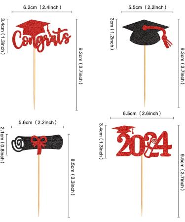 Cyodoos 2023 Graduation Cupcake Toppers 2023 Graduation Cap Diploma Congrats Cupcake Picks 2023 Graduation Congratulation Theme Party Cake Decorations Supplies - Red Black Glitter Um-20-410-fp2 - Buy Online on GoSupps.com