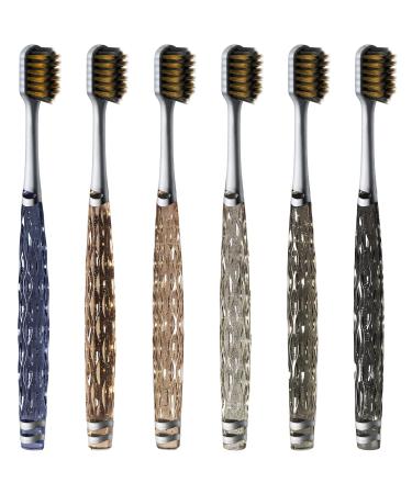 Toothbrush Extra Soft Travel Nano Crystals Bristle Flossing Toothbrushes for Adults Sensitive Teeth & Gums Travel Soft Toothbrush for Adults Medium 6 Pack
