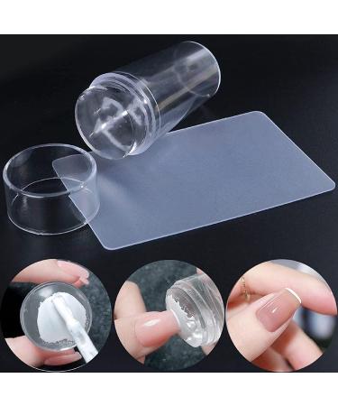 MTDBAOD Nail Art Stamper Set - Clear Silicone Jelly with Lid & Scraper for DIY Nail Art | Fast & Easy Nail Design Tools (2PCs) - Buy Online on GoSupps.com
