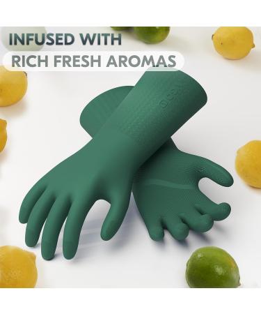 Vgo Household Gloves with Lining, Latex-Free & Odorless, Thick Antislip Cleaning Gloves for Kitchen, Bathroom, and Garden - 1 Pair Large (Dark Green) - Buy Online on GoSupps.com