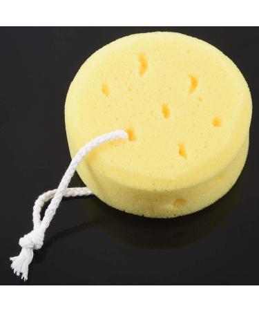 Kangtm Yellow Round Bath Body Shower Soft Sponge w Hanging Loop - Buy Online on GoSupps.com
