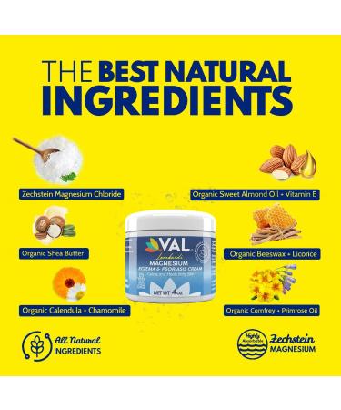 VAL Zechstein Magnesium Chloride Eczema Psoriasis Cream - Anti-Itch Moisturizer with Organic Oils - Best for Dry Skin - 4oz - Buy Online on GoSupps.com