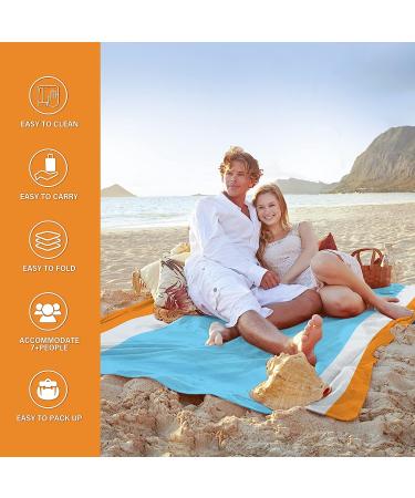 Famstar Beach Blanket Oversized Extra Large79 X 83" Waterproof Sandproof Beach Blanket 1-7 Adults Lightweight Durable for Travel Camping Hiking Picnic (79" X 83"  Orange&Blue) 79" X 83" Orange - Buy Online on GoSupps.com