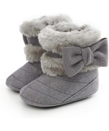 Yinuoday Winter Baby Girls Snow Boots - Anti-Slip Toddler Shoes for Newborns (3-6 Months) - Warm Gray Prewalker Infant Boots - Buy Online on GoSupps.com