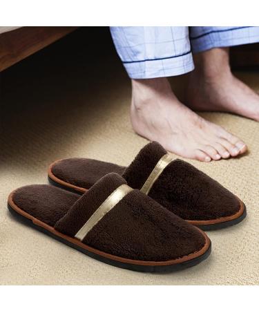 Youeon Men's Spa Slippers - 8 Pairs Non-Slip Disposable Coral Fleece Guest House Slippers - Buy Online on GoSupps.com