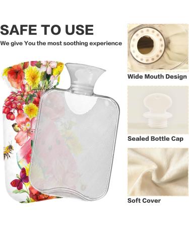 NAANLE Bee Poppy Flower Watermelon Heat Bottle - 1L Transparent Hot Water Bottle with Cover for Pain Relief & Therapy - Ideal for Bed Hands & Feet - Buy Online on GoSupps.com