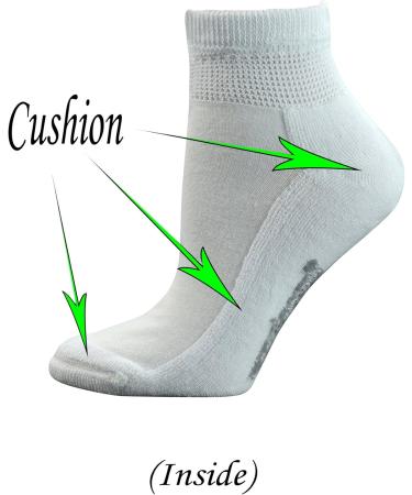Yomandamor Women's Non-Binding Cotton Ankle Diabetic Socks - 5 Pairs Solid White, Seamless Toe, Cushion Sole - Size 9-11 - Buy Online on GoSupps.com