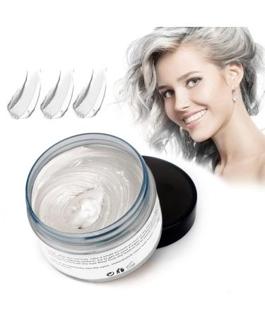 Hair Coloring Wax, Hair Waxes Temporary Color 120g, Botanical Formula Washable DIY Natural Styling Cream, Suitable for Daily and Party Hairstyles (White)