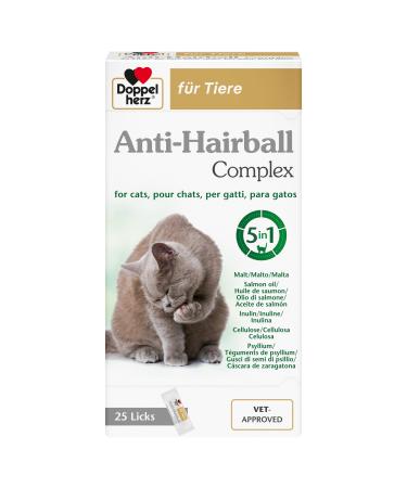 Doppelherz Anti-Hairball Complex for Cats Contains Fibre and Valuable Oils to Aid Hairball Digestion 25 Creamy Licks