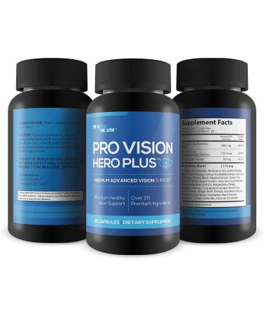 Pro Vision Hero Plus - Premium Advanced Vision Support - Vitamin Mineral & Herbal Vision Supplement - Support Healthy Day & Night Vision - Promote Reduced Eye Strain & Eye Pressure - Aid Eye Health - Buy Online on GoSupps.com