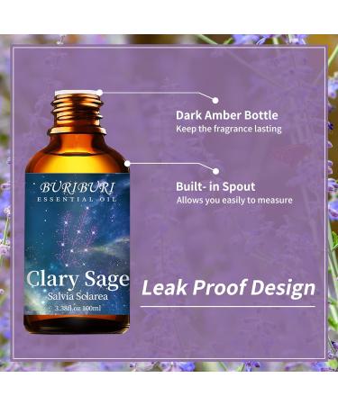 Clary Sage Essential Oil 100ML Mother's Day Gifts Set 100% Pure Undiluted Aromatherapy Clary Sage Oil 3.38fl.oz for Soap Candle Making Massage Diffuser Humidifier BR-Clary Sage 100.00 ml (Pack of 1) - Buy Online on GoSupps.com