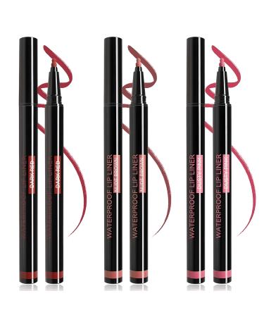 Lot de 3 crayons contour des l vres tanches hautement pigment s et soyeux pour le contour des l vres rouge l vres naturel et lisse r sistant aux salissures