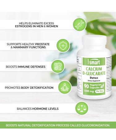 Supersmart Calcium D-Glucarate 1500mg - Antioxidant & Detox Supplement - 90 Capsules - Buy Online on GoSupps.com