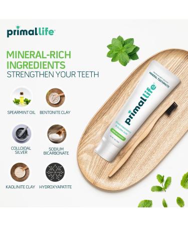 Primal Life Organics Dirty Mouth Mineral Toothpaste - Nano-Hydroxyapatite Colloidal Silver Charcoal - Organic Whitening (Spearmint 4 Oz) | Shop Internationally - Buy Online on GoSupps.com