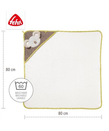 Fehn Baby Bathing Towel Australia - Hooded Cotton Poncho for Toddlers with Sweet Koala - 80x80 cm - Buy Online on GoSupps.com