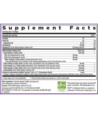 New Chapter Omega-3 Complex 1000mg Softgels Fish Oil Supplement Wild Alaskan Salmon for Heart Brain Eye Joint & Skin Health Support - 30 Count - Buy Online on GoSupps.com