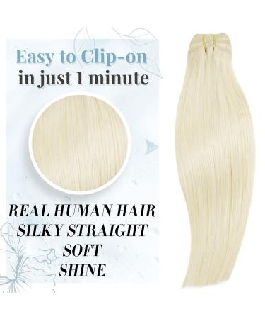 Runature Platinblond Real Human Hair Clip-in Extensions - 40cm 120g Remy Hair Cancer Wigs 16 Inch #60 7 Pieces - Buy Online on GoSupps.com