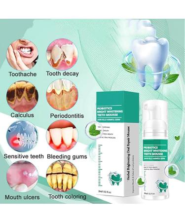 Lenaro Probiotics Teeth Whitening Mousse - Herbal Brightening Oral Repair Refreshing Breath & Foam (2-Pack) - International Shipping - Buy Online on GoSupps.com