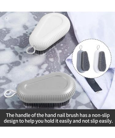 2-Piece Hand Washing & Nail Brush Set - Versatile Brushes with Hanging Rope for Bathroom Toilet Sink & Workshop - White & Gray - Buy Online on GoSupps.com