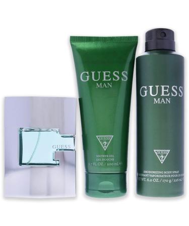 Guess Man for Men - 3 Pc Gift Set 2.5oz EDT Spray 6.0oz Deorizing Body Spray 6.7oz Shower Gel - Buy Online on GoSupps.com