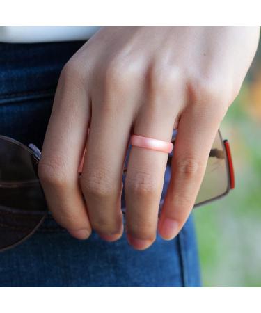 ThunderFit Women Silicone Wedding Bands - Breathable Leaf Cross Pattern Rings | Rose Gold | Black | Galaxy - 4mm Wide, Size 5.5-6 (16.5mm) - Buy Online on GoSupps.com