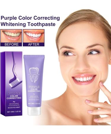 Purple Whitening Toothpaste Violet Teeth Whitening Oral Cleaning Toothpastes For Teeth Whitening Color Corrector Serum Included Teeth Whitening Booster (1) - Buy Online on GoSupps.com